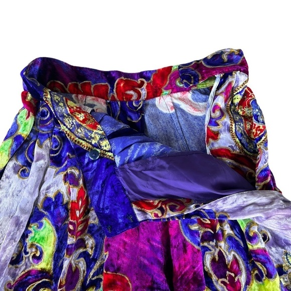 VTG Gianni Versace Jeweled Hearts Silk Velvet Baroque Pleated Pant Vibrant Italy - Picture 13 of 17